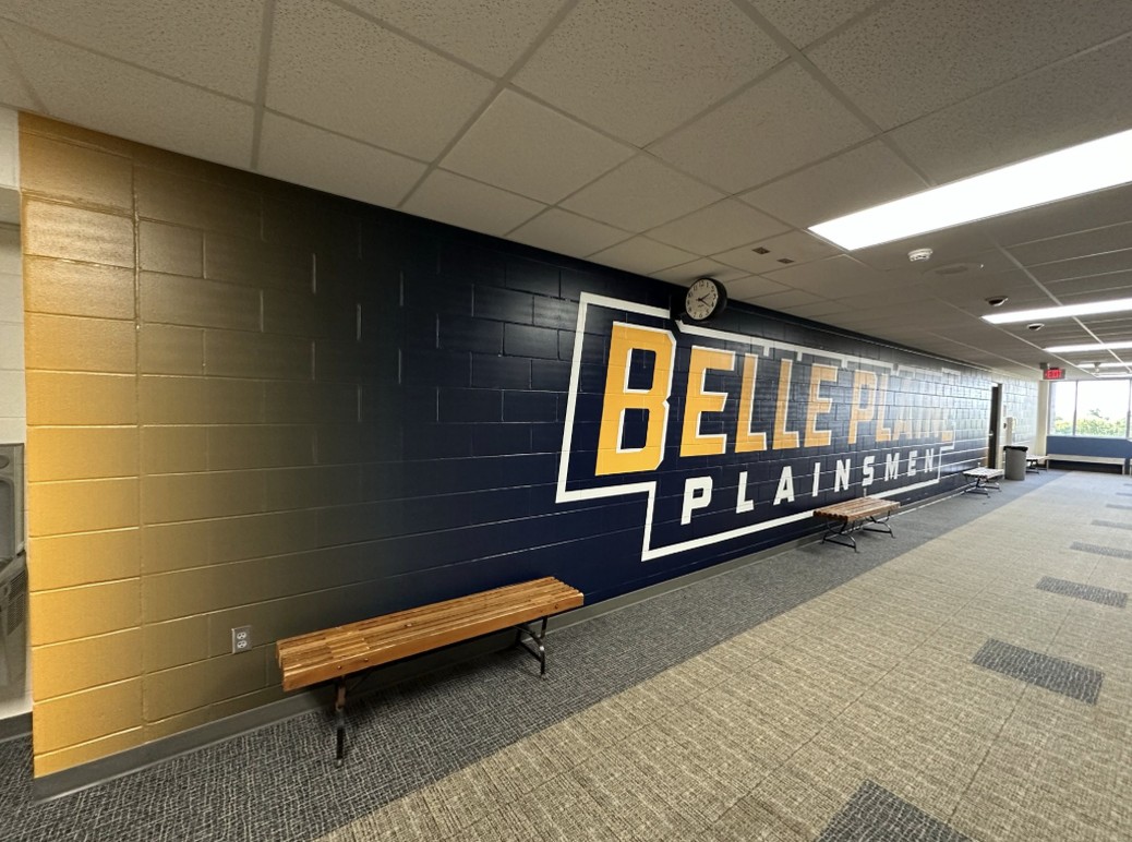Belle Plaine Plainsmen wall mural after install
