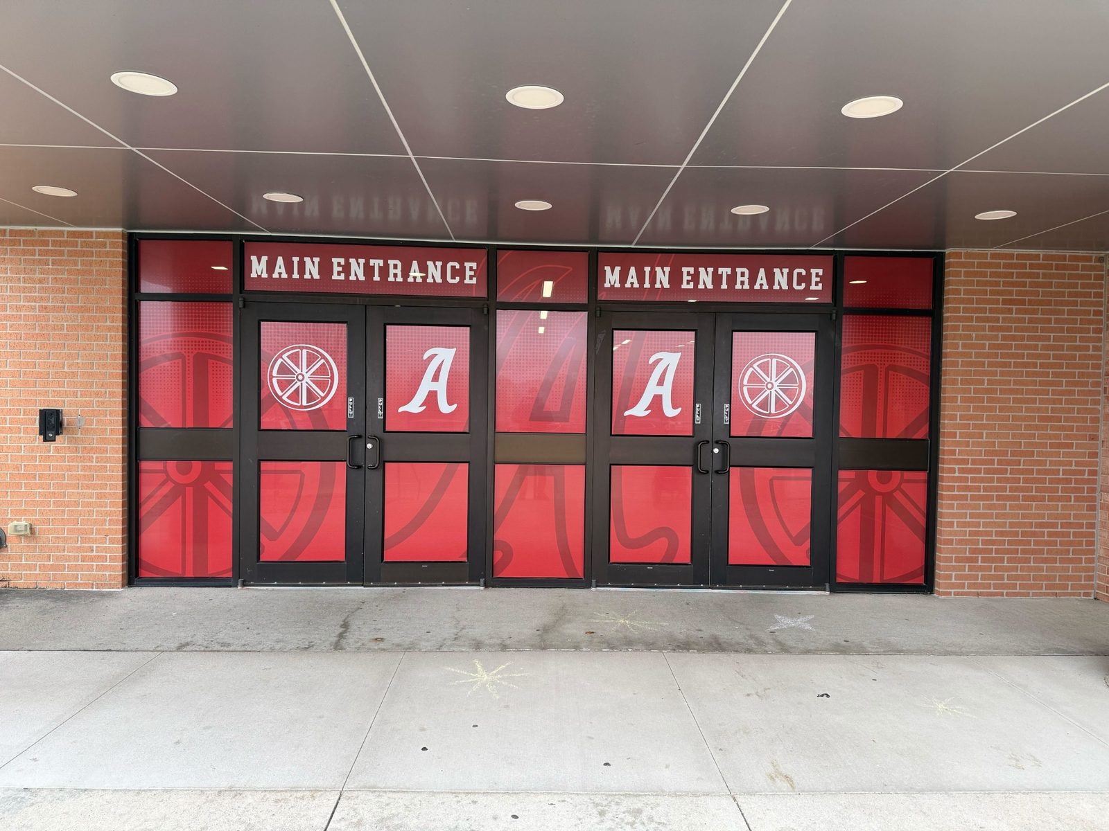 Ankeny main entrance window graphics