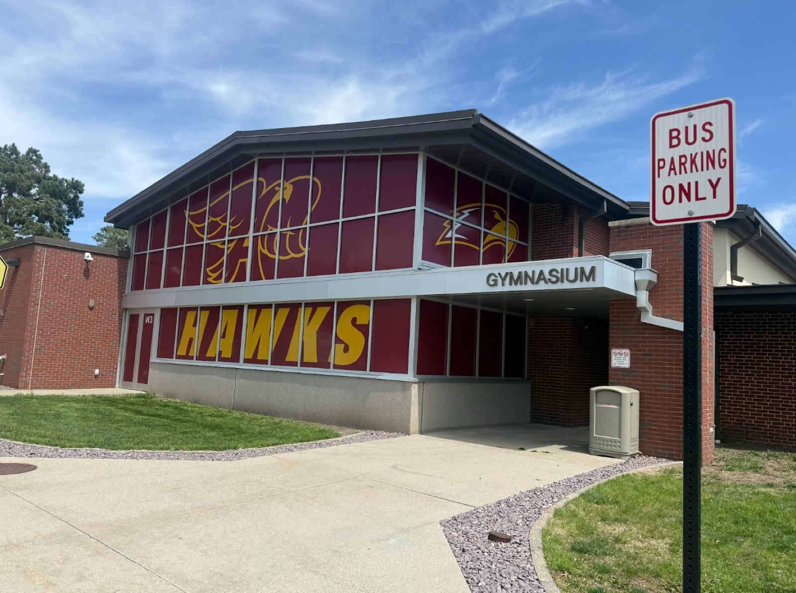 Hawks gymnasium building graphics